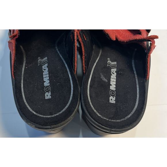 ROMIKA Womens 38 RED LEATHER SLIDE SANDAL Mule Strappy US 7 - Picture 5 of 8